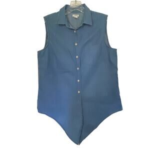 J. CREW FACTORY Top Women's Size 8 Sleeveless Denim Chambray Shirt Tie Waist